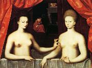 unknow artist Gabrielle d'Estrees and Her Sister,the Duchesse de Villars Spain oil painting artist